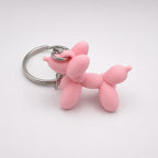 Pink 3D printed balloon dog keyring on silver split ring