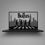 Decorative wall art of The Beatles Abbey Road silhouette on a gray background