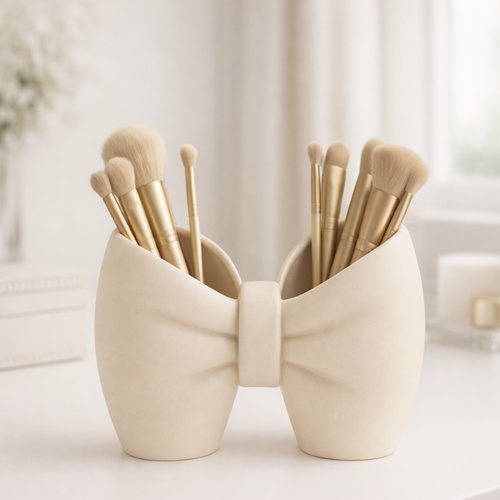 Bow Brush Holder – Double Pot Vanity Organiser