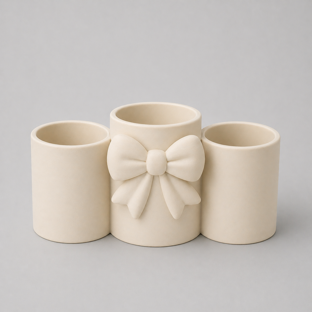 Bow Vanity Organiser – 3-Pot Desk Tidy empty