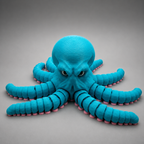 Articulated Octopus figure in teal on white background