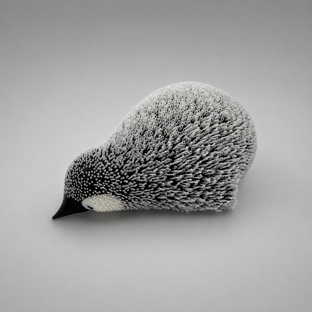 Fluffy Penguin figure on white background