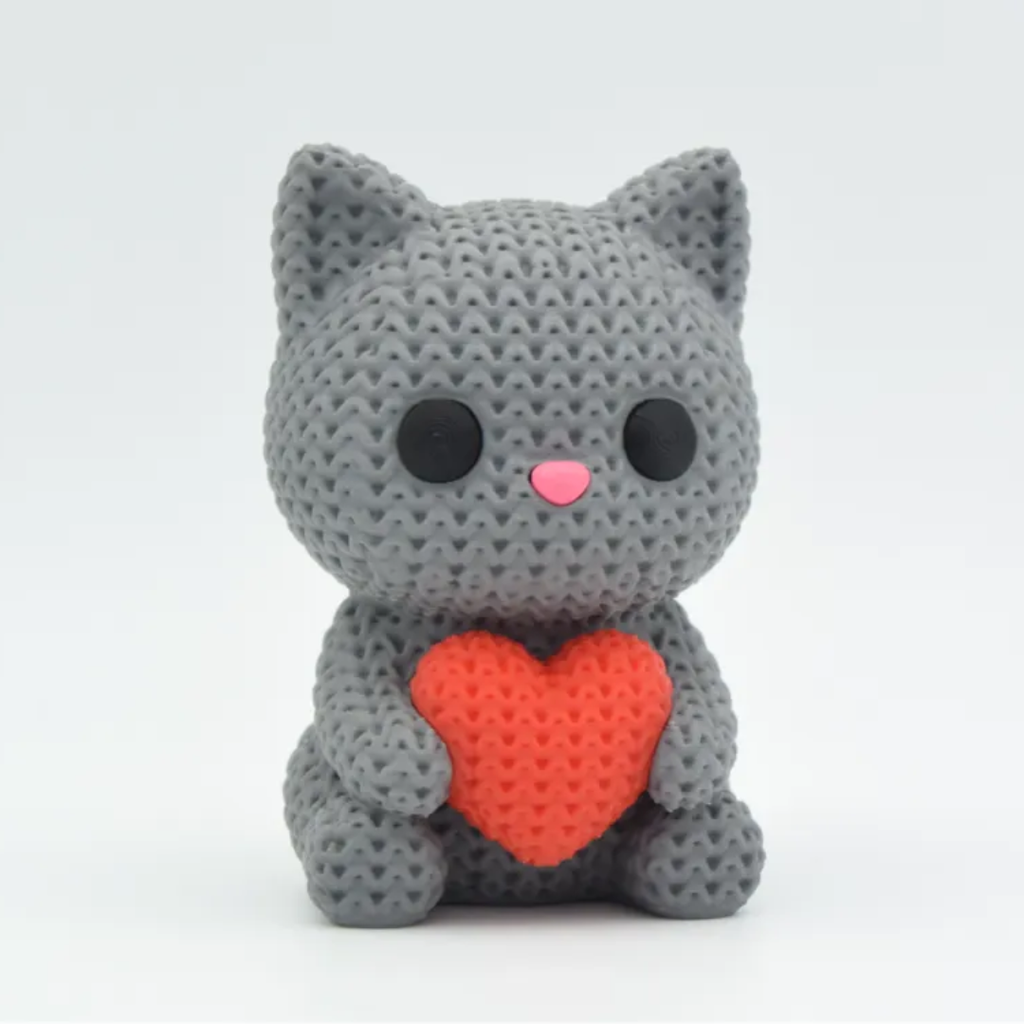 Knitted Cat with Heart