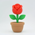 Knitted Rose in Pot