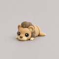 3D printed Teeny Lion figure in warm golden with fluffy brown mane, lying down
