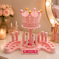 PLouise Crown Lip Oil & Keychain Display Stand with PLouise products on them