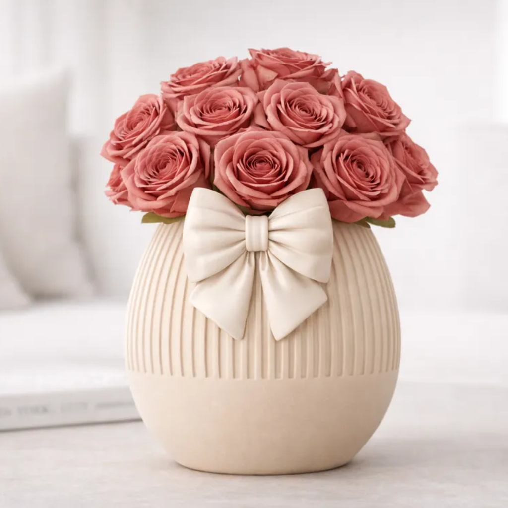 Ribbed Bow Vase