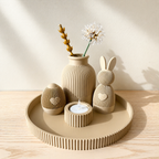 Ribbed Easter Décor Set – Bunny, Egg, Vase & Tealight Holder