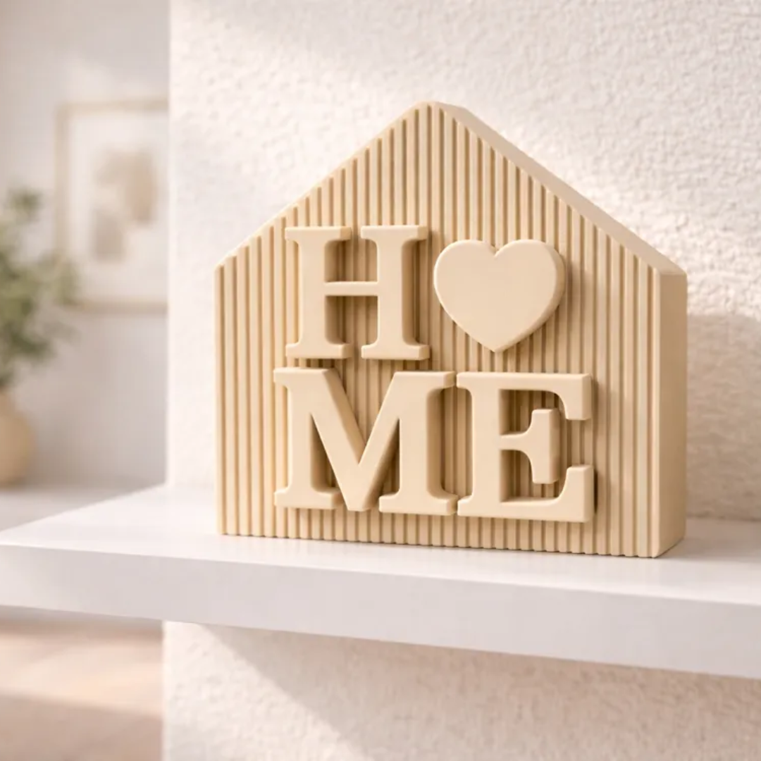 Ribbed HOME Heart House Ornament