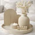 Ribbed Home Décor Set – Arch, Vase, Tray & Tealight Holder