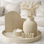 Ribbed Home Décor Set – Arch, Vase, Tray & Tealight Holder