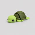 Teeny Turtle Figure in lime green with dark olive shell, 3D printed