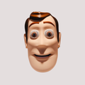 Woody inspired wearable mask with brown hair and mesh-style eyes